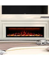 Smart 60" Wall-Mounted Electric Fireplace with Realistic Flame Effects, Dual Heating, and Alexa Compatibility