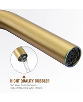 Brushed Gold Floor Mounted Tub Filler Shower Faucet Single Handle Freestanding Bathtub Faucet Bathtub Shower Mixer Tap with Handheld Shower Sprayer