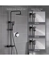 Thermostatic rain shower faucet Exposed Wall Mount Handheld Shower Set, Matte Black