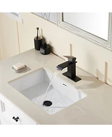 Waterfall Spout Bathroom Sink Faucet, Single Handle 1/3 Hole Deck Mount Basin Hot & Cold Water Tap for Bathroom Lavatory