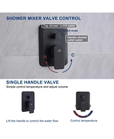10 Inch Wall Mount Shower System Rain Ceiling Shower Head with 3-Function Handheld Sprayer and Thermostatic Valve, Matte Black