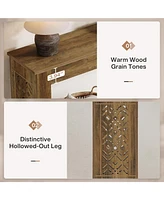 Tribesigns 63-Inch Farmhouse Console Table for Entryway, Industrial Wood Sofa Table Behind Couch with Retro Hollow Pattern Legs for Living Room, Hallw
