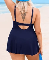 Cupshe Plus V Neck Cutout Back Hook Swim Dress