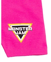 Monster Jam Little Girls Drop Shoulder T-Shirt and Bike Shorts Outfit Set