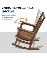 Patio Rocking Chair Outdoor Chairs Porch Rocker All-Weather Adirondack for Deck Garden Backyard Lawn, Blue