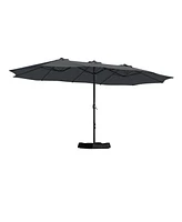 Mondawe 15 ft Double Sided Twin Outdoor Patio Market Umbrella