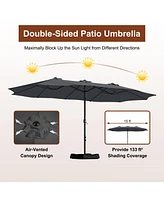 Mondawe 15 ft Double Sided Twin Outdoor Patio Market Umbrella with Base Weight Included