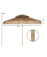 Outsunny 10FT Thatched Tiki Patio Umbrella, UPF30+ Outdoor Umbrella