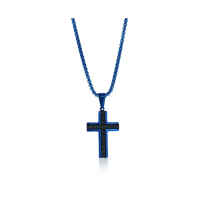 Stainless Steel, Textured Pyramid Style Cross Necklace