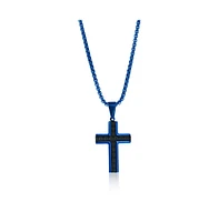 Stainless Steel, Textured Pyramid Style Cross Necklace