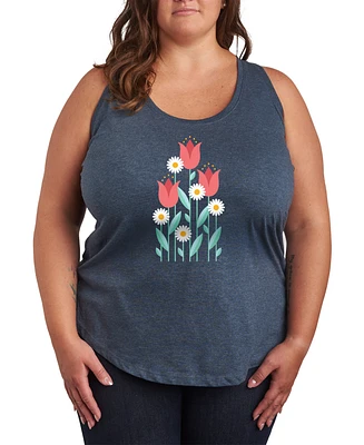 Hybrid Apparel Plus Red Flowers Graphic Tank Top