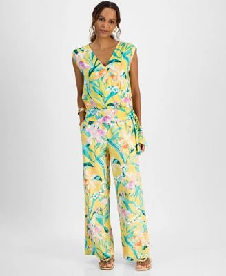 I.N.C. International Concepts Petite Printed Side Tied Top Pull On Wide Leg Pants Exclusively At Macys