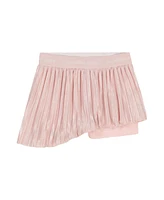 Calvin Klein Toddler and Little Girls 2-Piece Rosette Logo Flutter Sleeve Top Metallic Micropleat Skort Set