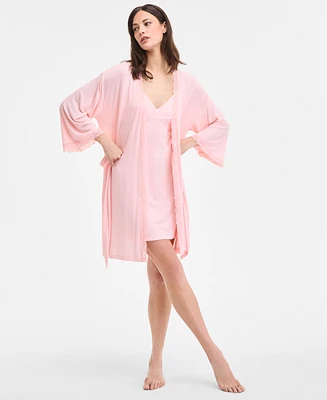I.n.c. International Concepts Women's Lace-Trim Knit Wrap Robe, Exclusively at Macy's