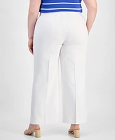 Tahari Asl Plus Wide-Leg Linen-Blend Pants