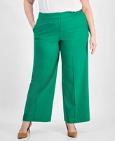 Tahari Asl Plus Linen-Blend Wide-Leg Pants