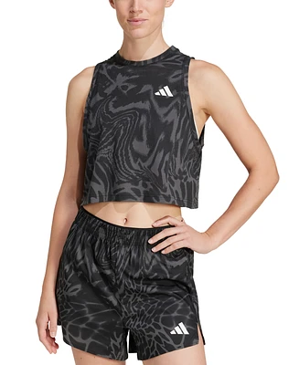 adidas Women's Printed Climacool Cropped Tank Top