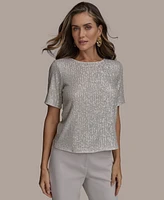 Donna Karan New York Women's Short-Sleeve Sequin Blouse