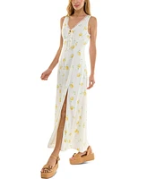 Beauty & Grace Juniors' Lemon-Print Maxi Dress