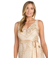 R & M Richards Women's Sequin Godet Gown