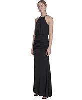 Eliza J Women's Chain-Link Halter Blouson Gown