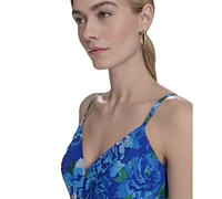 Eliza J Women's Printed Chiffon Tiered Gown