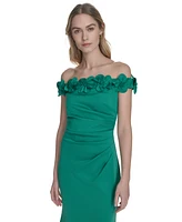 Eliza J Women's 3D Floral Off-The-Shoulder Gown