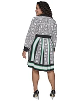Karl Lagerfeld Paris Plus Geometric-Print Shirtdress