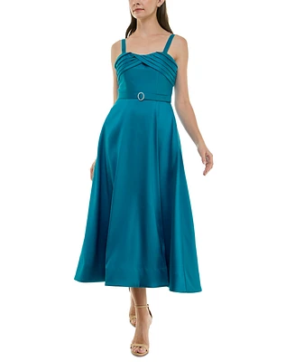 Taylor Women's Pleated Sweetheart-Neck Mikado Dress