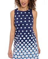 London Times Petite Graduated-Print Sleeveless Mini Dress