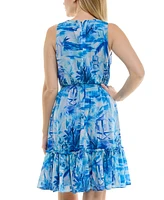 Taylor Petite Floral Chiffon Tiered Sleeveless Dress