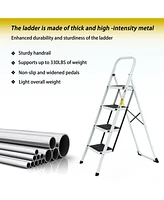 4 Step Ladder Folding Step Stool , Lightweight Step Stools for Adults with Anti-Slip Pedal, Portable Steel Handrails Step Ladder Withstanding 330 lbs