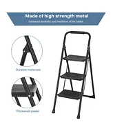 3 Step Ladder Portable Folding Ladder Stool for Adults with Wide Anti-Slip Pedal