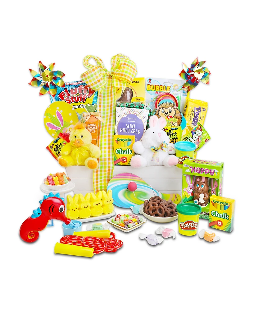 Alder Creek Gift Baskets Bunny and Friends Spring Crate, 18 Pieces