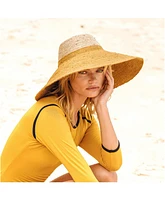 Riri Duo Jute Handwoven Straw Hat In Nude & Golden Yellow