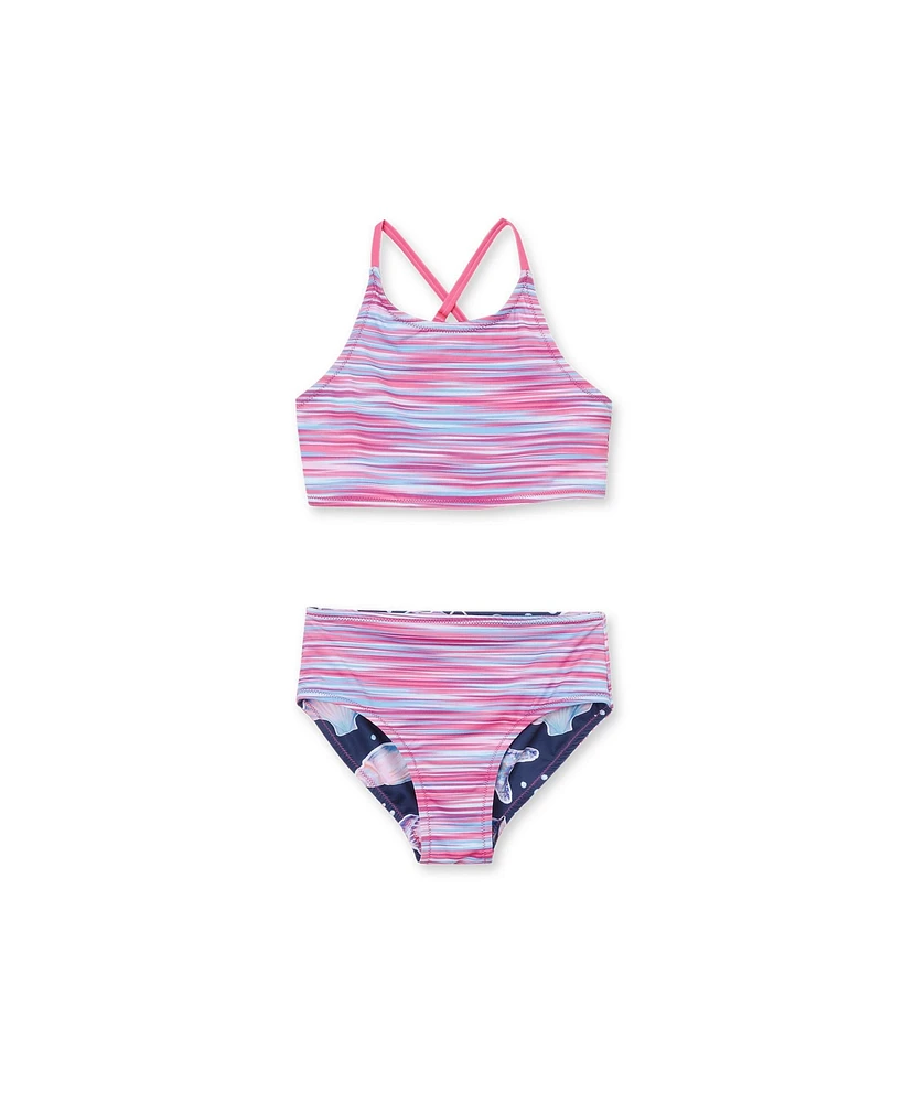 Lands' End Girls Chlorine Resistant Reversible X-back Bikini Swim Set