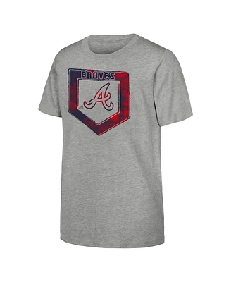 Outerstuff Big Boys and Girls Heather Gray Atlanta Braves Stolen Base T-Shirt