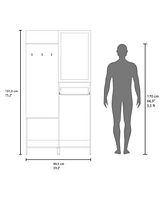 Fm Furniture Elko Hall Tree Multistorage with a Mirror, Natural Oak
