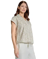 Jones New York Petite Tied Button-Front Blouse
