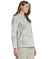 Jones New York Petite Printed Button-Front Shirt