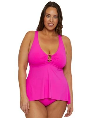 Becca Etc Plus Size Marble Canyon Ring Tankini Top High Waist Bikini Bottoms