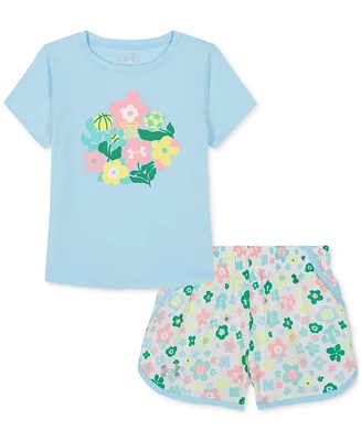 Under Armour Toddler & Little Girls T-Shirt & Printed Woven Shorts, 2 Piece Set