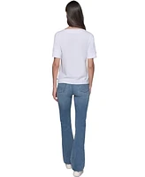 Karl Lagerfeld Paris Petite Sequined Striped Knit Top