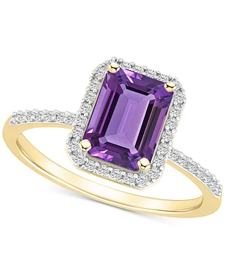 Blue Topaz (2 ct. t.w.) & Lab Created White Sapphire (1/4 Statement Ring 10k Yellow Gold