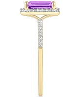 Blue Topaz (2 ct. t.w.) & Lab Created White Sapphire (1/4 Statement Ring 10k Yellow Gold