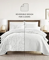 ienjoy Home Sprouting Vines Stripe Reversible 2-Pc. Quilt Set, Twin/Twin Xl