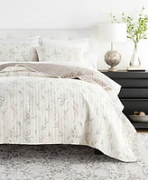 ienjoy Home Watercolor Leaves and Stripe Reversible -Pc. Quilt Set