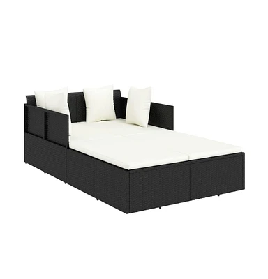 Sunbed with Cushions 71.7"x46.5"x24.8" Poly Rattan