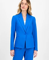 Le Suit Women's Crepe One-Button Straight-Leg Pantsuit