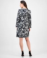 Le Suit Petite Floral-Print Jewel-Neck Jacket Topper & Empire Seamed Dress